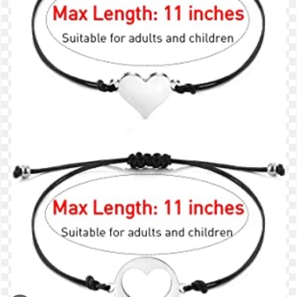 New Mother Daughter Best Friends Adjustable Handmade Heart Bracelet - Picture 4 of 9